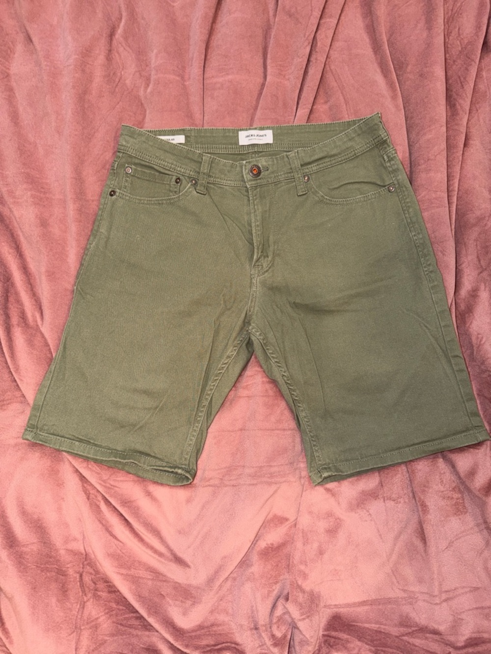 Men's Olive Green Denim Shorts - Unbranded